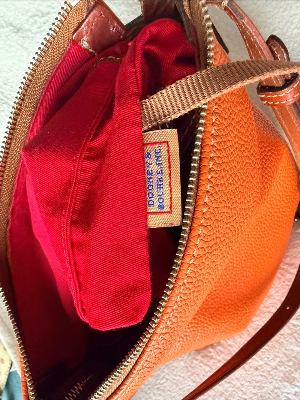 Dooney & Bourke Orange Pebbled Leather Convertible Shoulder/Crossbody Bag - Picture 10 of 16